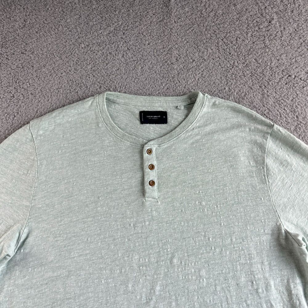 NEW Lucky Brand T Shirt Mens Extra Large Green Henley Casual Preppy Outdoor Tee